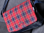 Square flap of saddle bag  tartan rouge