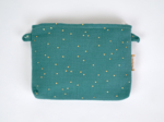 Tiny coton clutch bag gaze pois or eucalyptus