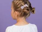 Ribbon bow hair slide boutons rose