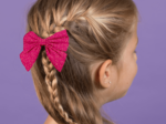 Bow tie hair slide fuchsia pailleté