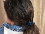 Pony-tail elastic hair star navy blue