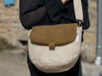 Flap of small shoulder bag brown large corduroy