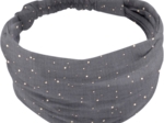 Headscarf headband- Baby size gauze gray gold