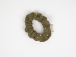 Mini Scrunchie gaze pois or kaki