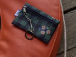 Keyring  wallet tartan fleuri
