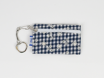 Keyring  wallet navy embroidered gingham