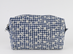 Rectangular toiletry bag navy embroidered gingham