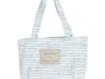 Foldable tote bag striped blue gray glitter