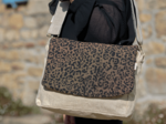 Square flap of saddle bag  mocha quilted leopard
