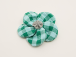 Flower petal hair slide small  green mint gingham