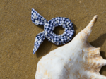 Bunny ear Scrunchie navy embroidered gingham