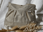 Pleated clutch bag golden linen