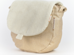 Flap of small shoulder bag white large corduroy