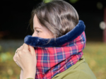 Adult Fur scarf snood tartan rouge