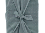 Furoshiki tall 73 x 73 gaze pois or bleu gris