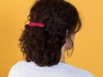 Plait hair slide pompons cerise