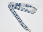 Lanyard necklace navy embroidered gingham