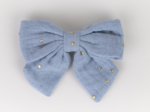 Bow tie hair slide gaze pois or bleu baltique