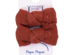Small bows hair clips lurex terracotta gauze