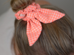 Bunny ear Scrunchie neon orange gingham