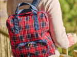 Foldable rucksack Gaby tartan rouge