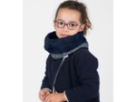 Children fur scarf snood paquerette marine