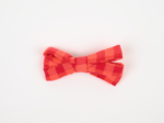 Ribbon clip small  coral red gingham
