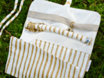 Jewelry pouch rayé or blanc