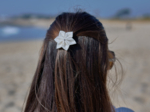 Star flower hairslide white sequined