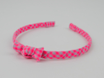 Thin headband neon pink gingham