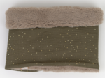 Adult Fur scarf snood gaze pois or kaki