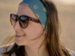 Stretch jersey headband  ribbed mint daisy