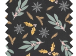 Fabric coupon ex2315 holly foliage black gold