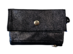 zipper pouch card purse suédine pailletée argent