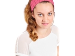 Stretch jersey headband  rose pois noir