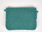 Coton clutch bag gaze pois or eucalyptus