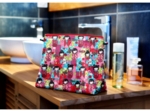 Cosmetic bag with flap kokeshis