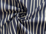 Cotton fabric striped  ivory navy
