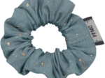 Mini Scrunchie gaze pois or bleu gris
