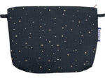 Coton clutch bag gaze pois or marine