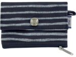 zipper pouch card purse striped silver dark blue