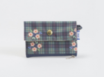Mini coin purse pouch tartan fleuri