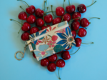 Keyring  wallet cerise en fleur