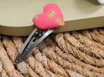 Heart hair-clips feuillage or rose