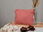 Tiny coton clutch bag gaze pois or rose blush