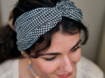 crossed headband vichy noir