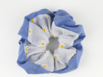 Large Two-Tone Scrunchie oxford ciel - pâquerettes
