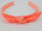 bow headband neon orange gingham