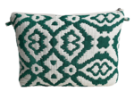 Cosmetic bag with flap jacquard vert