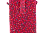 Quilted phone pocket pompons cerise